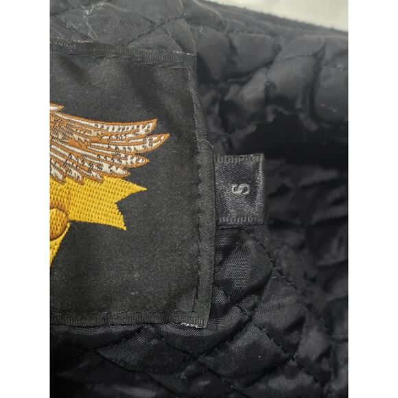 VINTAGE 1990'S Harley-Davidson Men's Black Satin Bomber Jacket Sz Small Logo - Picture 14 of 16